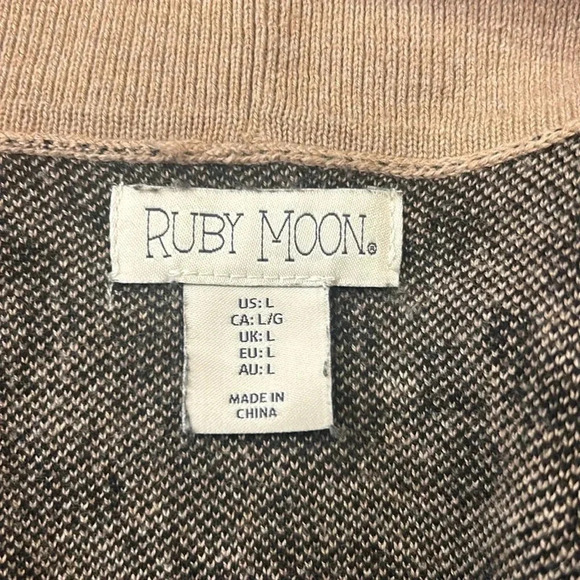 Ruby Moon Leopard Animal Print Sweater Cardigan Size Large - Picture 8 of 10